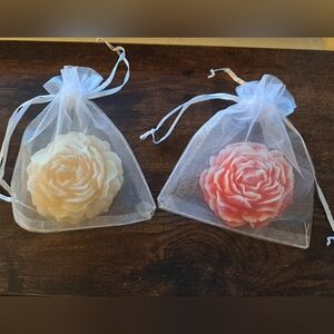 Homemade Vanilla Cake Pink and White Rose Candles